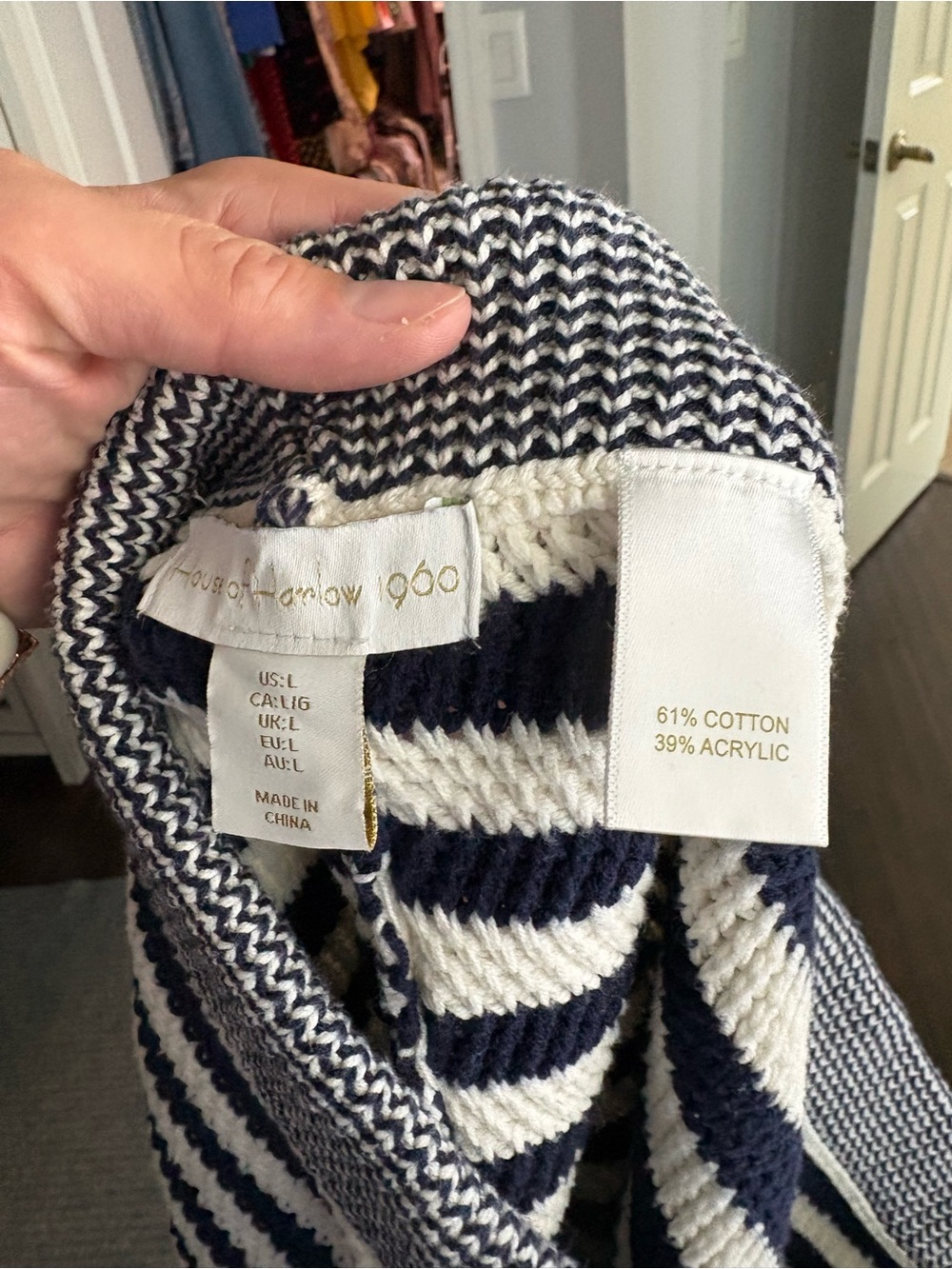 House of Harlow 1960 | Striped Crop Tank + Shorts | Navy & Cream | Size L - Picture 4 of 13